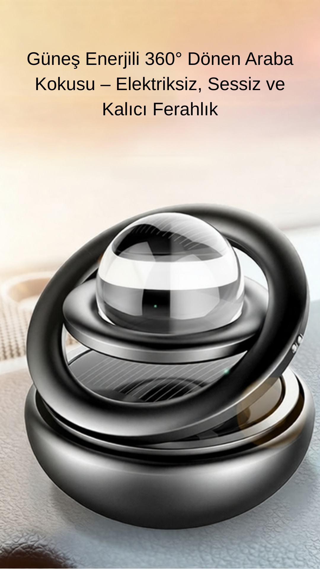 360° Solar Panelli Araba Kokusu – Havacılık Standardı Alüminyum Gövde, Doğal Esans