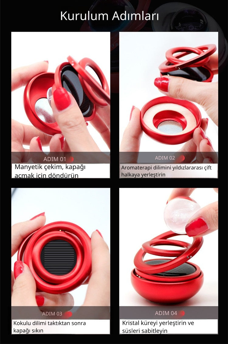 360° Solar Panelli Araba Kokusu – Havacılık Standardı Alüminyum Gövde, Doğal Esans