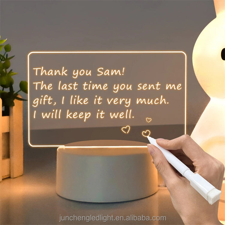 LED Işıklı Akrilik Yazı Tahtası – Şık Mesaj Panosu & Gece Lambası
